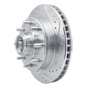 Chevrolet Suburban Brake Rotor (1) - Front Right - R1 Concepts - Drilled & Slotted - Silver - `92-`02